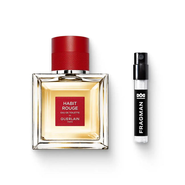 Habit Rouge Eau De Toilette by Guerlain - Fragman 1mL Sample Spray Sample | Available at Fragman